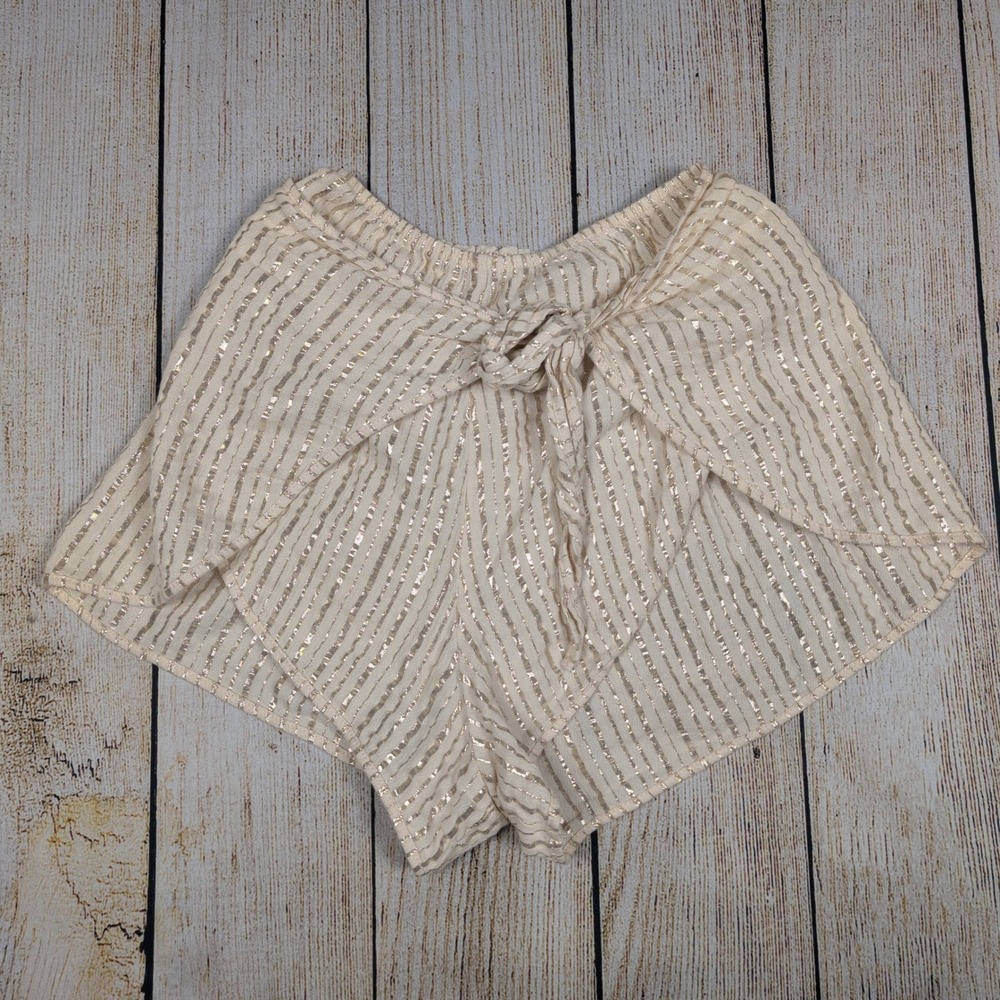 Victoria's Secret Metallic Stripe Shorts Smocked Waist‎ Tie Front XS